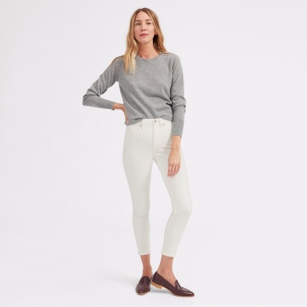 Everlane Mid Rise White Ankle Jeans